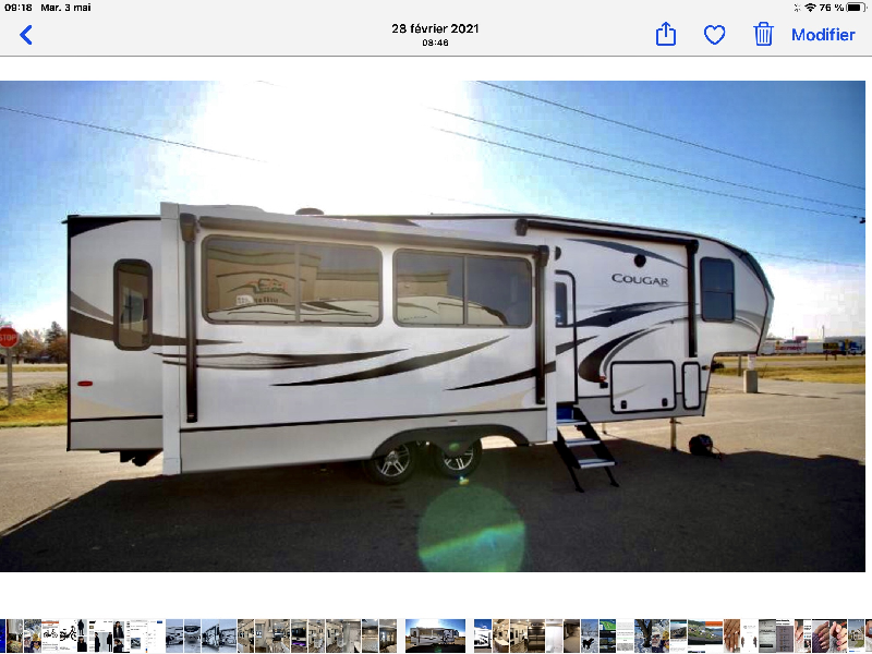 Caravane à sellette Keystone Cougar 2021, 34 pieds, neuve.  Half ton, Driftwood, Premium